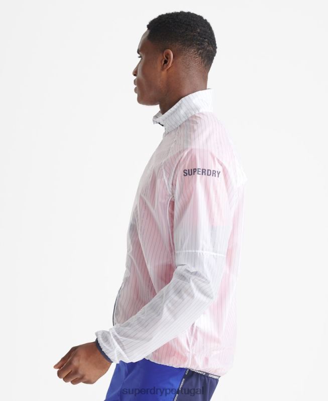 jaqueta de membrana de corrida homens branco roupas Superdry 2208H4661