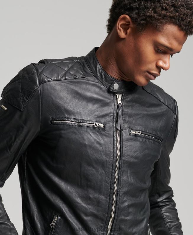 jaqueta de moto homens preto roupas Superdry 2208H4436