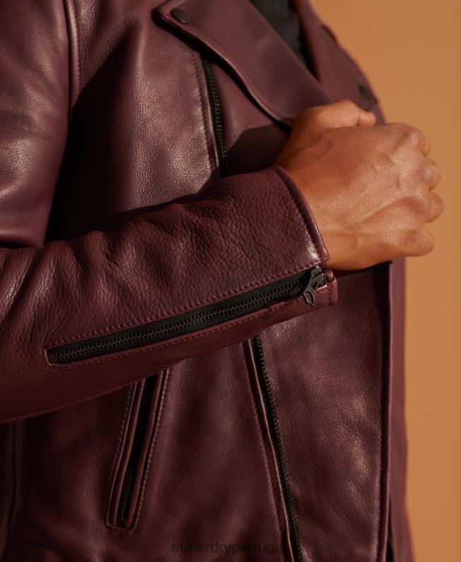 jaqueta de motociclista de couro homens roxo roupas Superdry 2208H4725