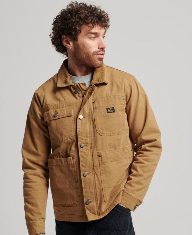jaqueta de rancho de roupa de trabalho homens marrom roupas Superdry 2208H4450