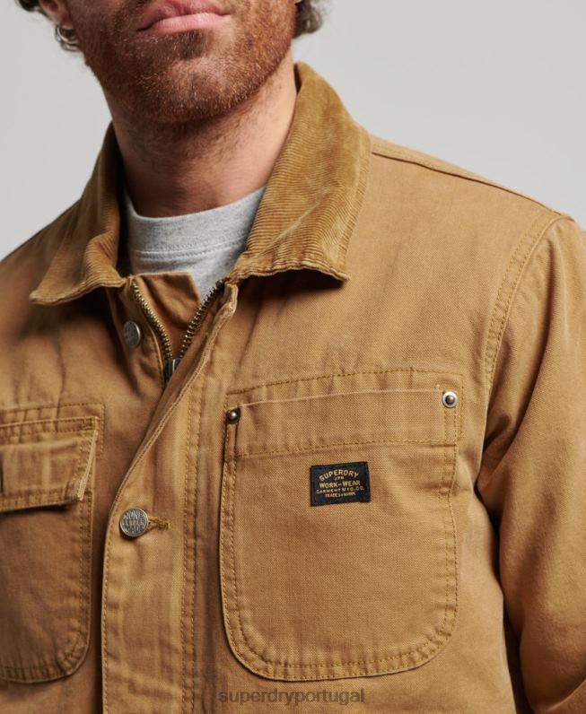 jaqueta de rancho de roupa de trabalho homens marrom roupas Superdry 2208H4450