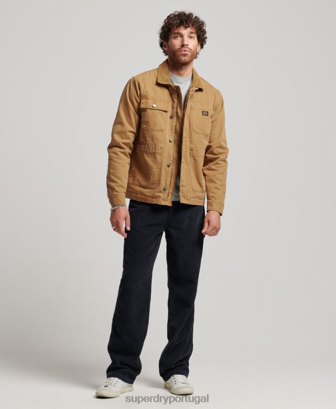 jaqueta de rancho de roupa de trabalho homens marrom roupas Superdry 2208H4450