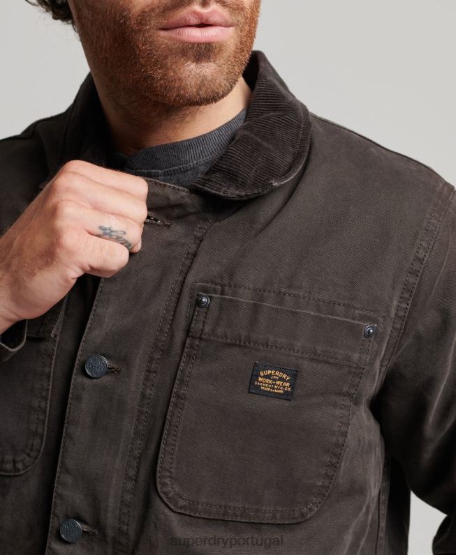 jaqueta de rancho de roupa de trabalho homens marrom roupas Superdry 2208H4649
