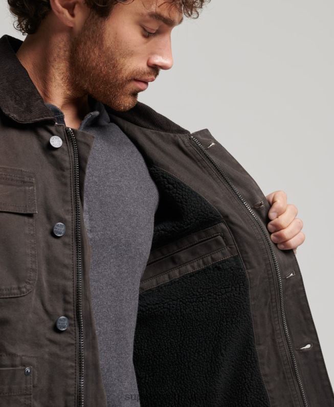 jaqueta de rancho de roupa de trabalho homens marrom roupas Superdry 2208H4649