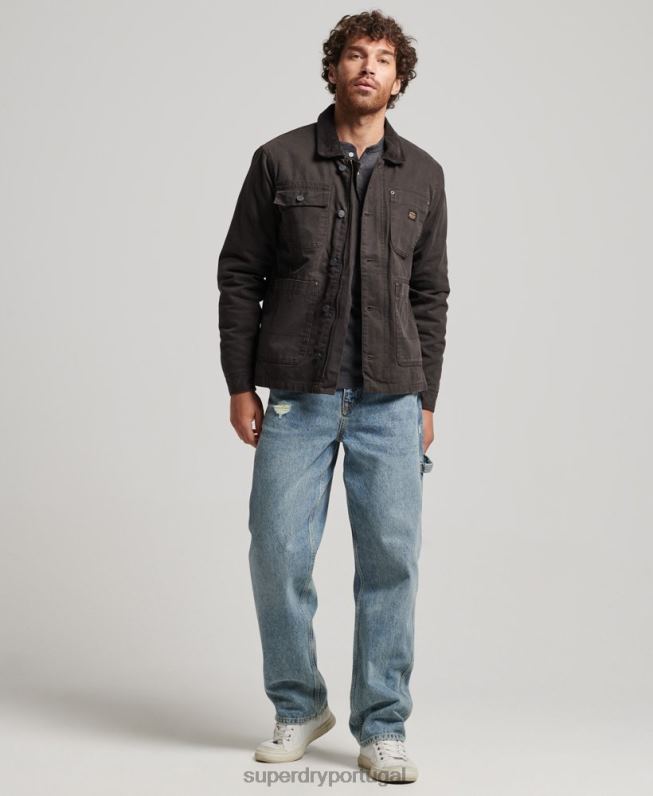 jaqueta de rancho de roupa de trabalho homens marrom roupas Superdry 2208H4649