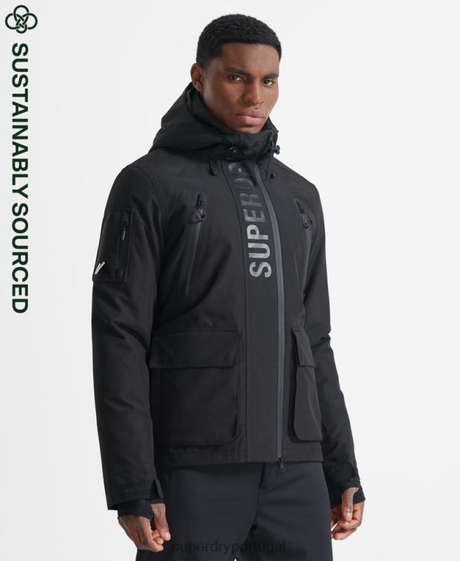 jaqueta de resgate final homens preto roupas Superdry 2208H6459