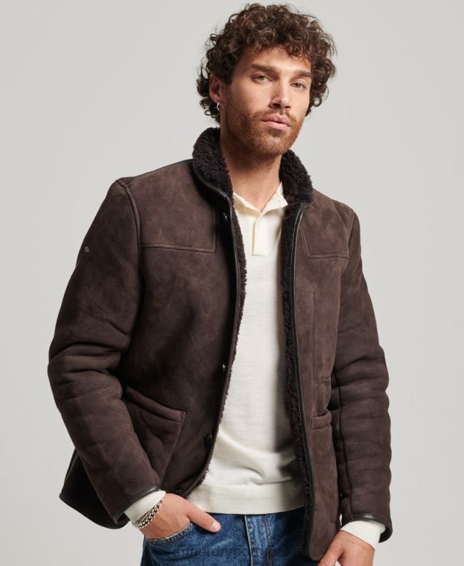 jaqueta de shearling homens marrom roupas Superdry 2208H4743