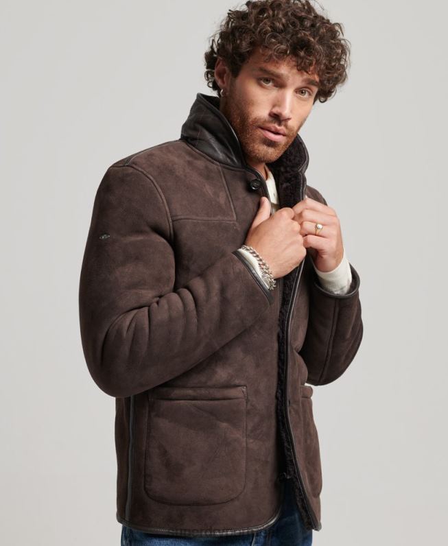 jaqueta de shearling homens marrom roupas Superdry 2208H4743