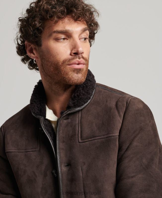 jaqueta de shearling homens marrom roupas Superdry 2208H4743