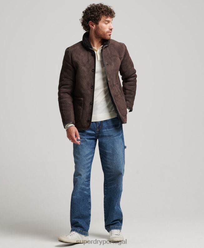 jaqueta de shearling homens marrom roupas Superdry 2208H4743