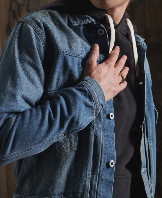 jaqueta de trabalhador japonesa seca de edição limitada homens azul roupas Superdry 2208H4733