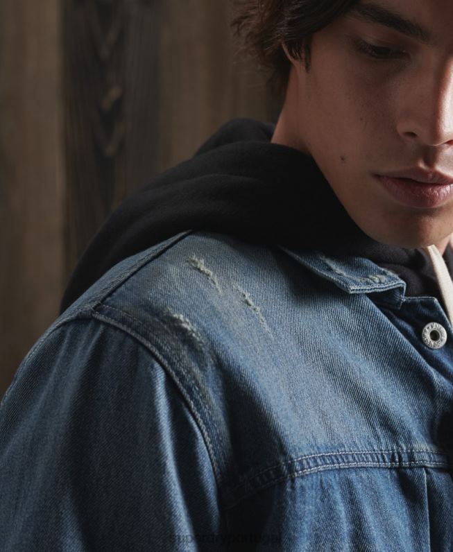 jaqueta de trabalhador japonesa seca de edição limitada homens azul roupas Superdry 2208H4733