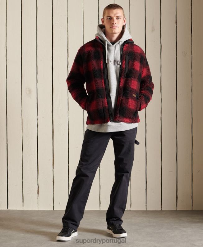 jaqueta de trabalho sherpa homens vermelho roupas Superdry 2208H4744