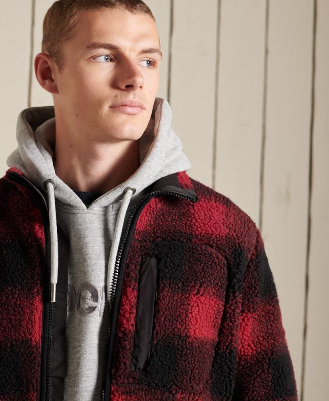 jaqueta de trabalho sherpa homens vermelho roupas Superdry 2208H4744