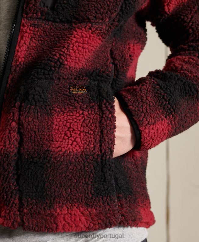 jaqueta de trabalho sherpa homens vermelho roupas Superdry 2208H4744