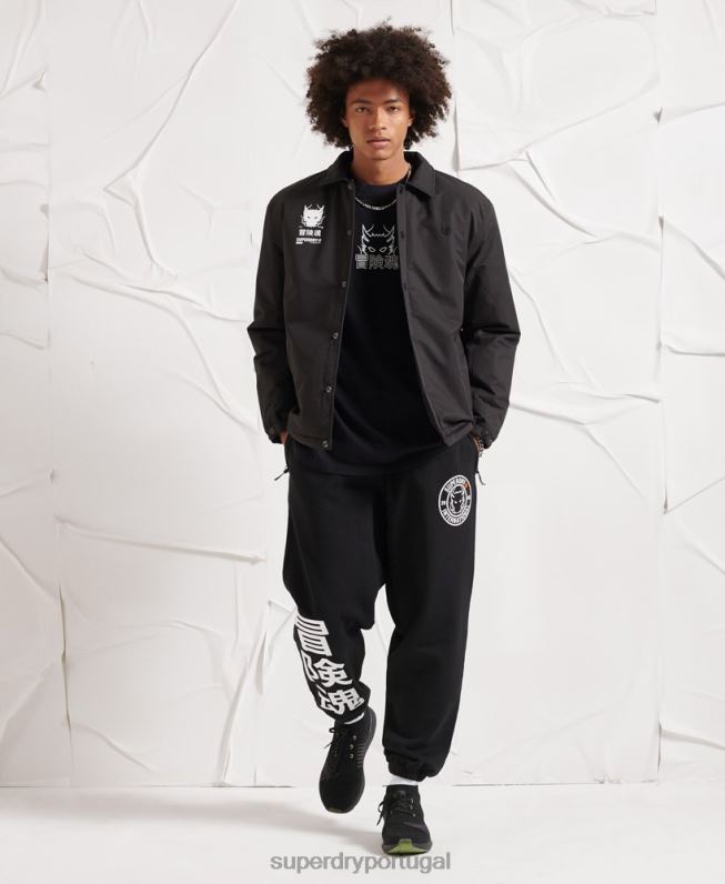 jaqueta de treinador da oposição homens preto roupas Superdry 2208H1189