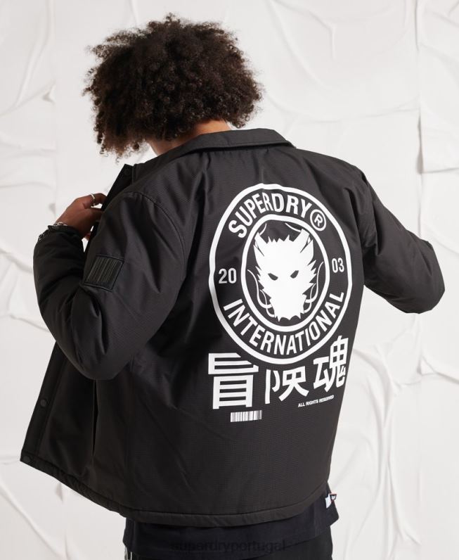 jaqueta de treinador da oposição homens preto roupas Superdry 2208H1189