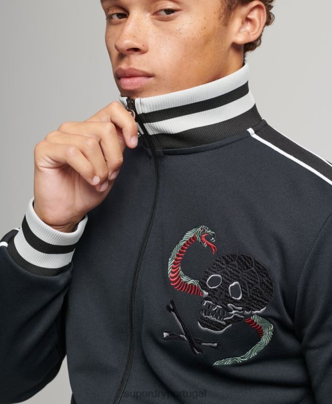 jaqueta de tricot suika homens cinza escuro roupas Superdry 2208H780