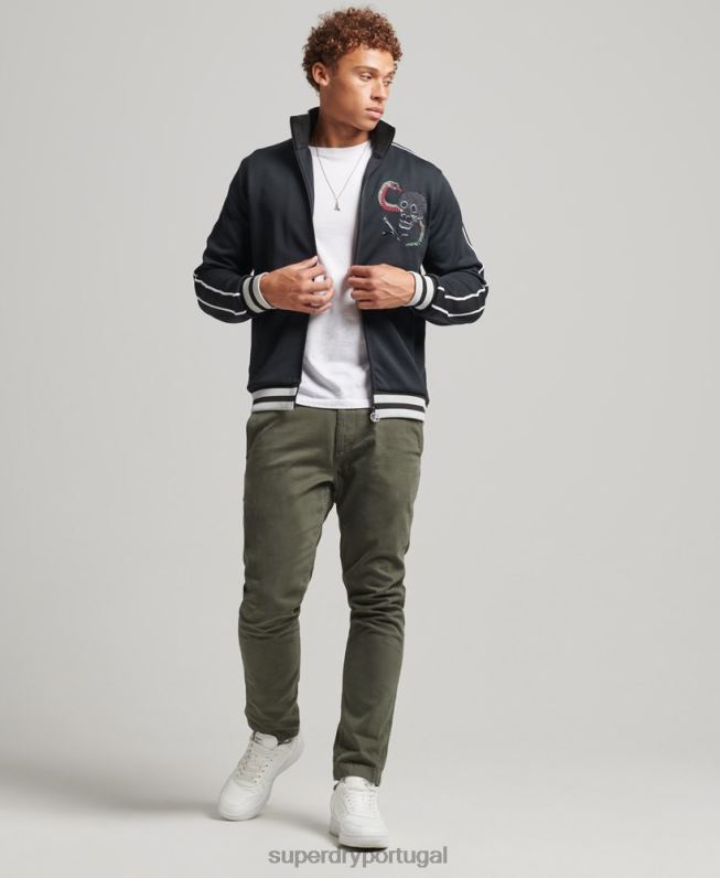 jaqueta de tricot suika homens cinza escuro roupas Superdry 2208H780