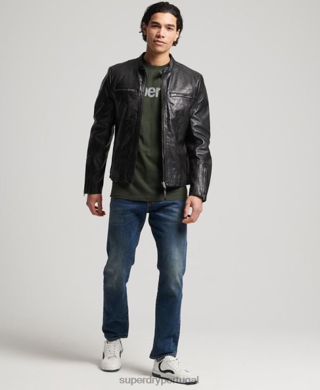 jaqueta esportiva de couro homens preto roupas Superdry 2208H4783