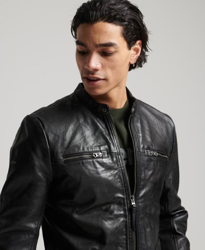 jaqueta esportiva de couro homens preto roupas Superdry 2208H4783