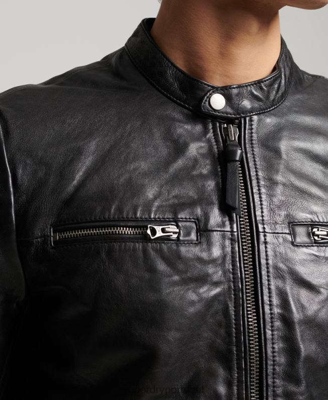 jaqueta esportiva de couro homens preto roupas Superdry 2208H4783