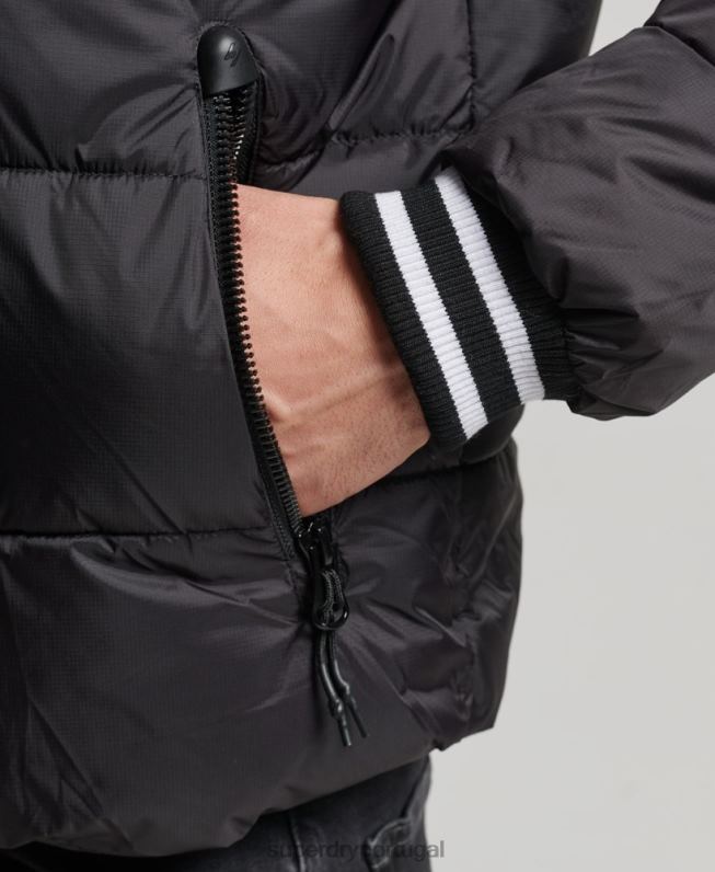 jaqueta esportiva puffer color block homens preto roupas Superdry 2208H4597