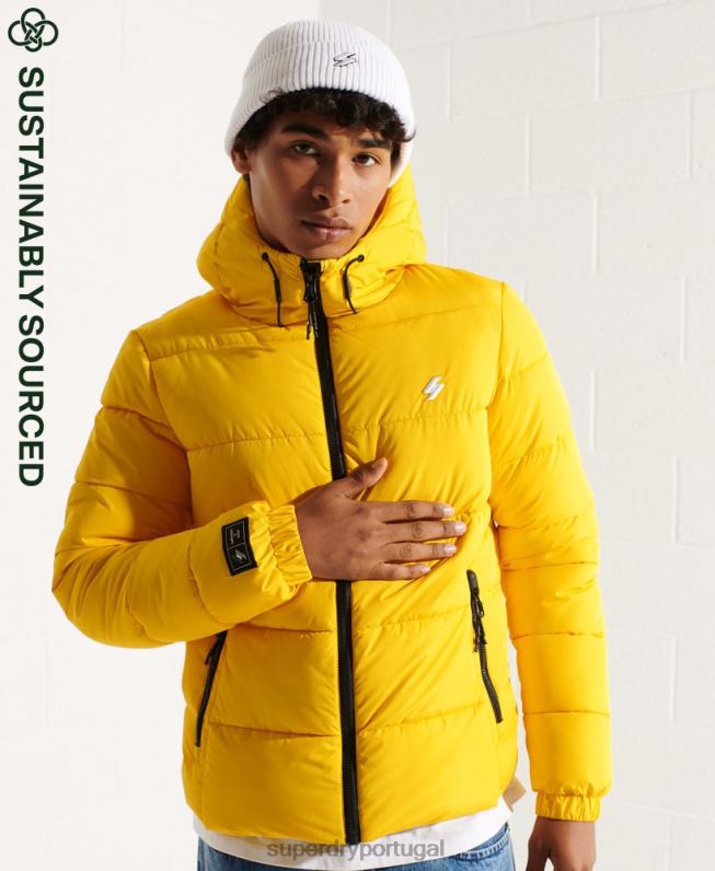 jaqueta esportiva puffer com capuz homens amarelo roupas Superdry 2208H1047