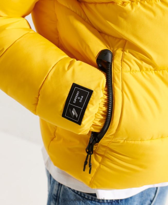jaqueta esportiva puffer com capuz homens amarelo roupas Superdry 2208H1047