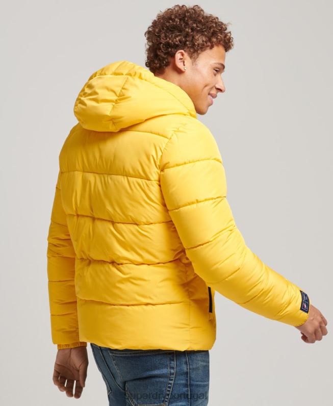 jaqueta esportiva puffer com capuz homens amarelo roupas Superdry 2208H960