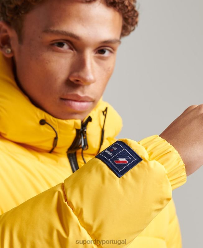jaqueta esportiva puffer com capuz homens amarelo roupas Superdry 2208H960