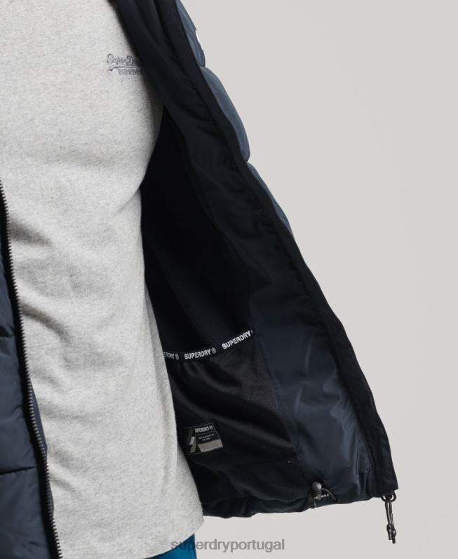 jaqueta esportiva puffer com capuz homens marinha roupas Superdry 2208H1089
