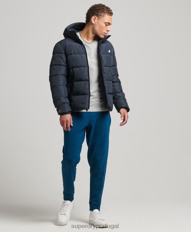 jaqueta esportiva puffer com capuz homens marinha roupas Superdry 2208H1089