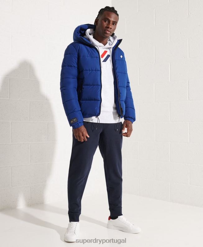 jaqueta esportiva puffer com capuz homens marinha roupas Superdry 2208H1118