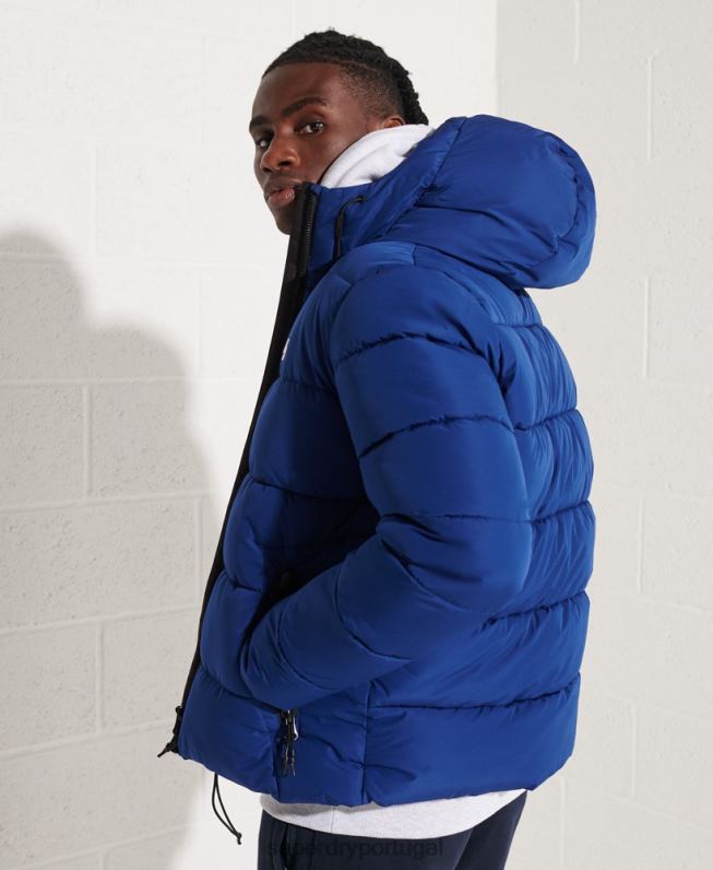 jaqueta esportiva puffer com capuz homens marinha roupas Superdry 2208H1118