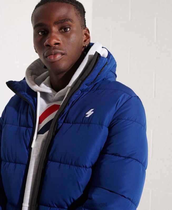 jaqueta esportiva puffer com capuz homens marinha roupas Superdry 2208H1118