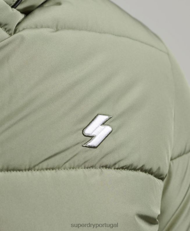 jaqueta esportiva puffer com capuz homens verde roupas Superdry 2208H1019