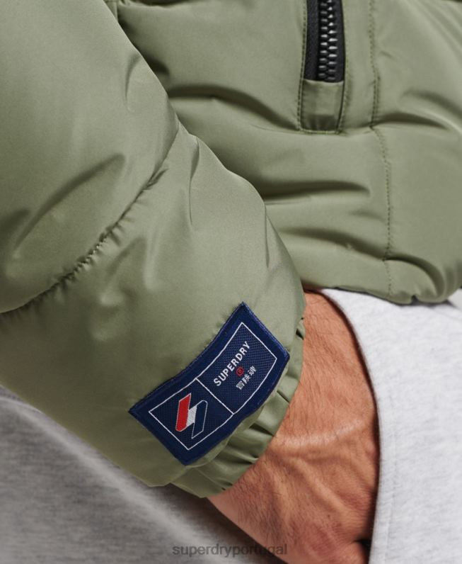 jaqueta esportiva puffer com capuz homens verde roupas Superdry 2208H1019