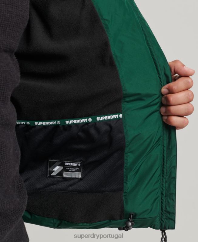 jaqueta esportiva puffer com capuz homens verde roupas Superdry 2208H1021