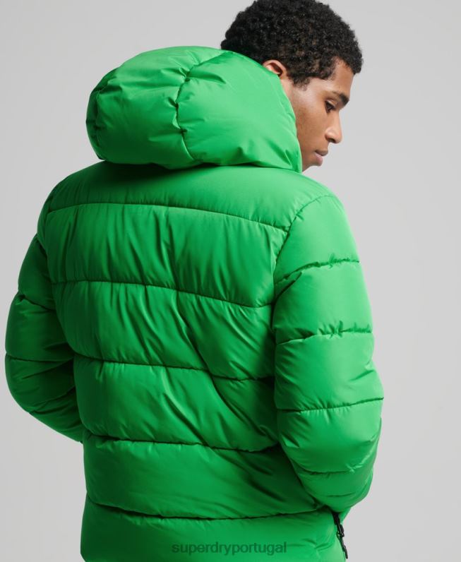 jaqueta esportiva puffer com capuz homens verde roupas Superdry 2208H1090