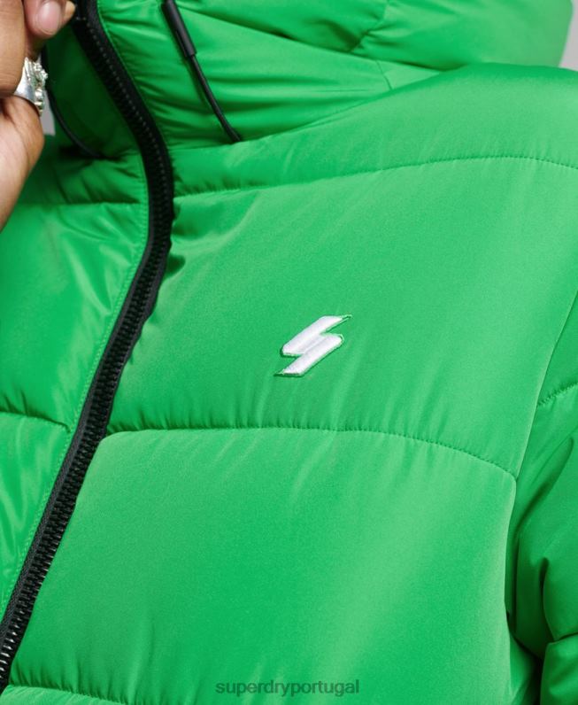 jaqueta esportiva puffer com capuz homens verde roupas Superdry 2208H1090