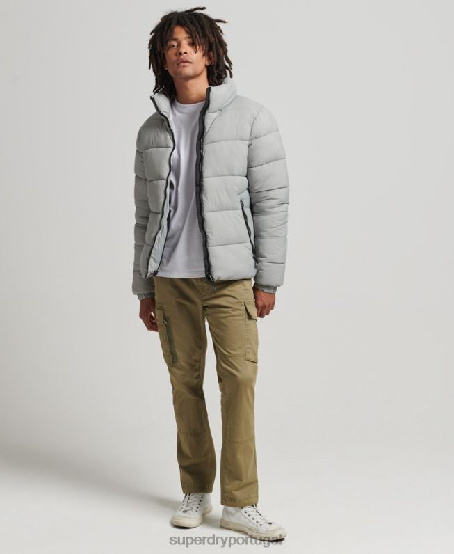 jaqueta esportiva sem capuz homens cinza claro roupas Superdry 2208H1059