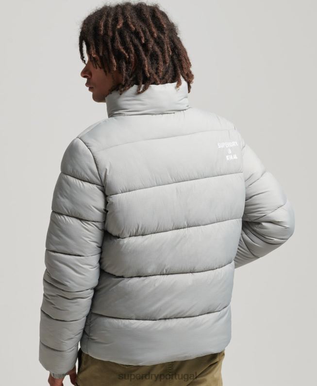 jaqueta esportiva sem capuz homens cinza claro roupas Superdry 2208H1059