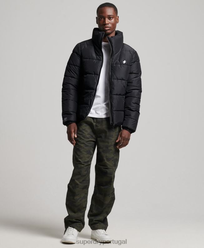 jaqueta esportiva sem capuz homens preto roupas Superdry 2208H1140