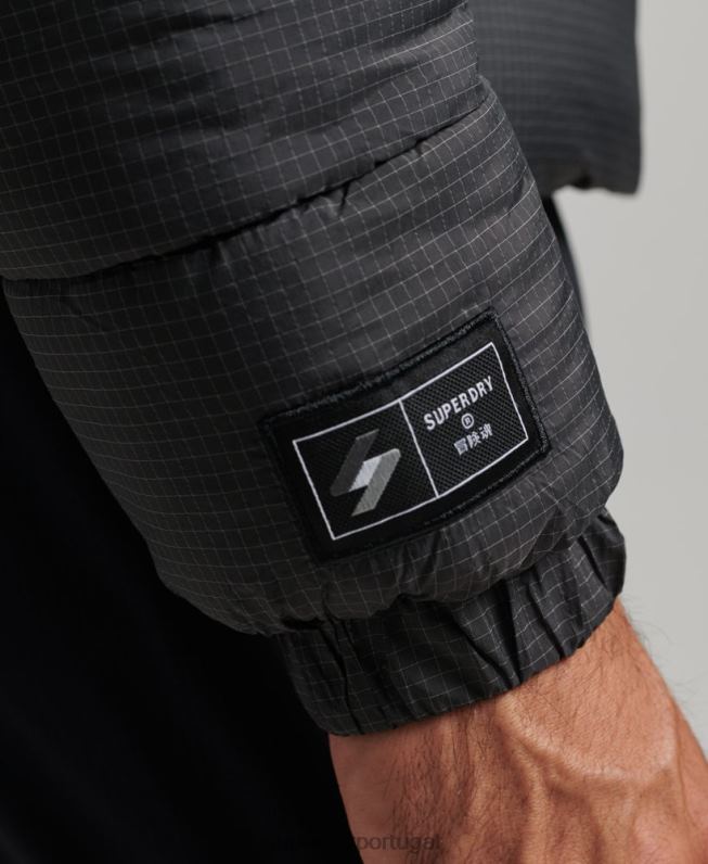 jaqueta esportiva sem capuz homens preto roupas Superdry 2208H997