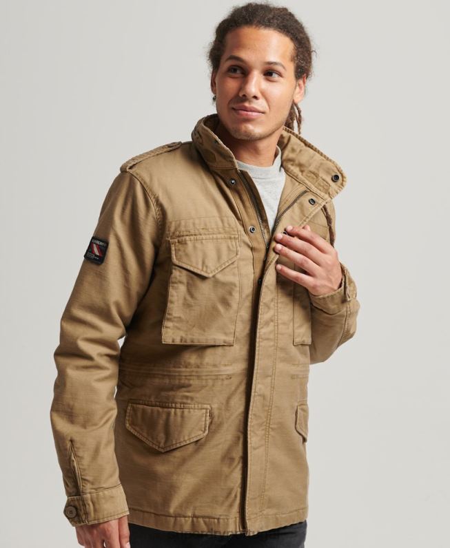 jaqueta forrada militar m65 field borg homens bronzeado roupas Superdry 2208H4470