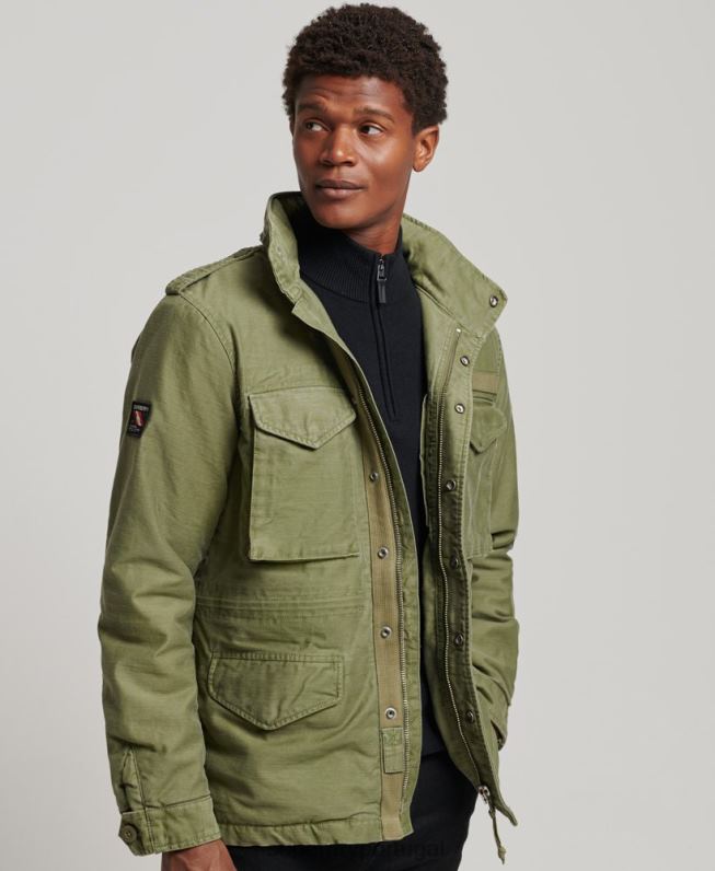 jaqueta forrada militar m65 field borg homens caqui roupas Superdry 2208H4689