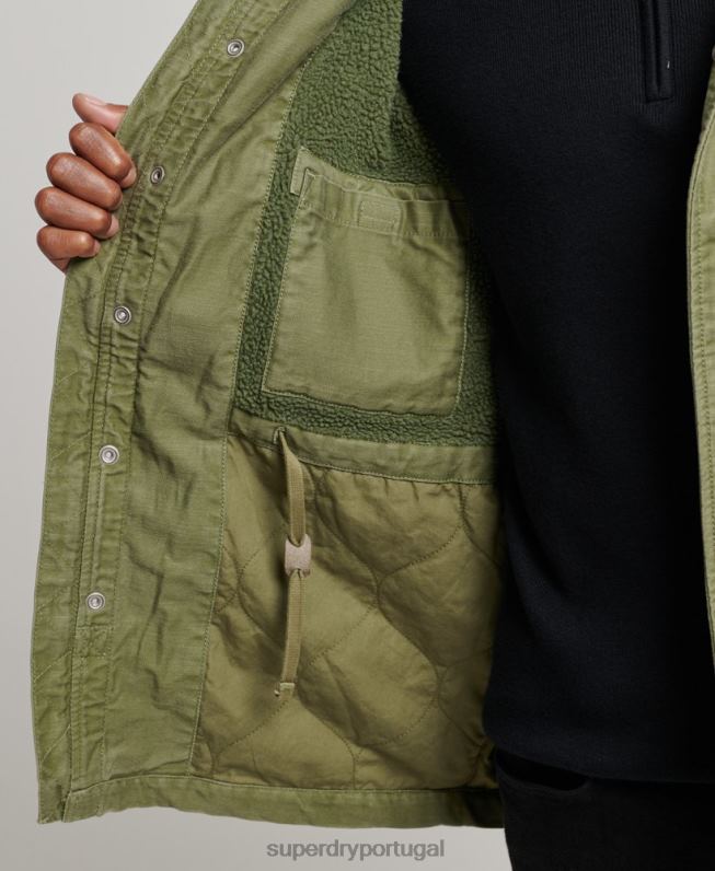 jaqueta forrada militar m65 field borg homens caqui roupas Superdry 2208H4689