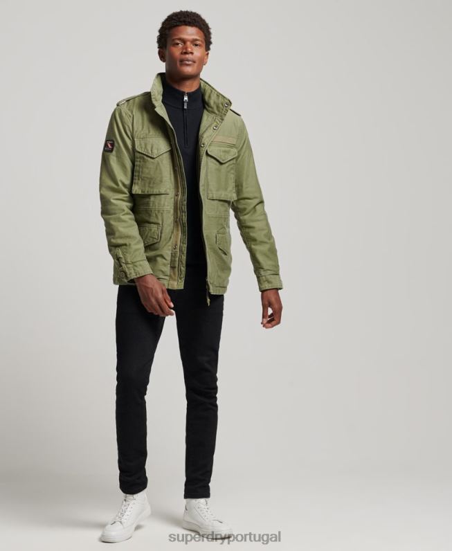 jaqueta forrada militar m65 field borg homens caqui roupas Superdry 2208H4689