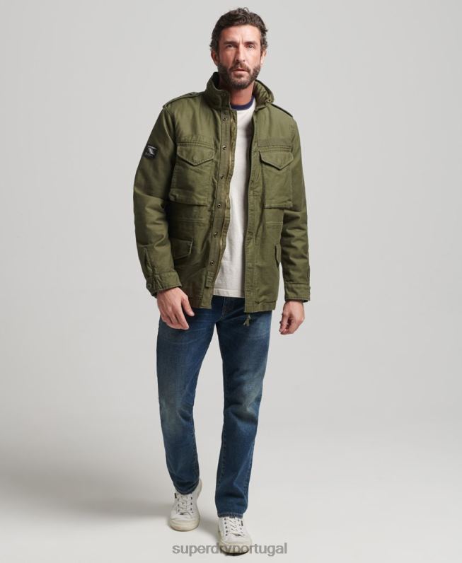 jaqueta forrada militar m65 field borg homens caqui roupas Superdry 2208H915